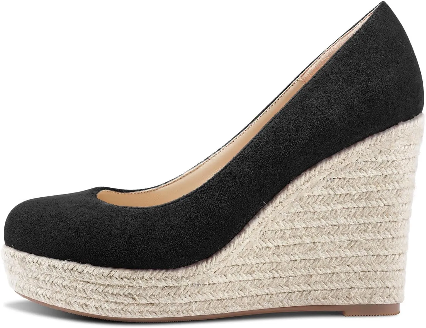 Aachcol Women Wedge Pumps Braid Platform High Heel Close Round Toe Sandals Slip-on Dress Shoes Classic Wedding Party 4 Inche
