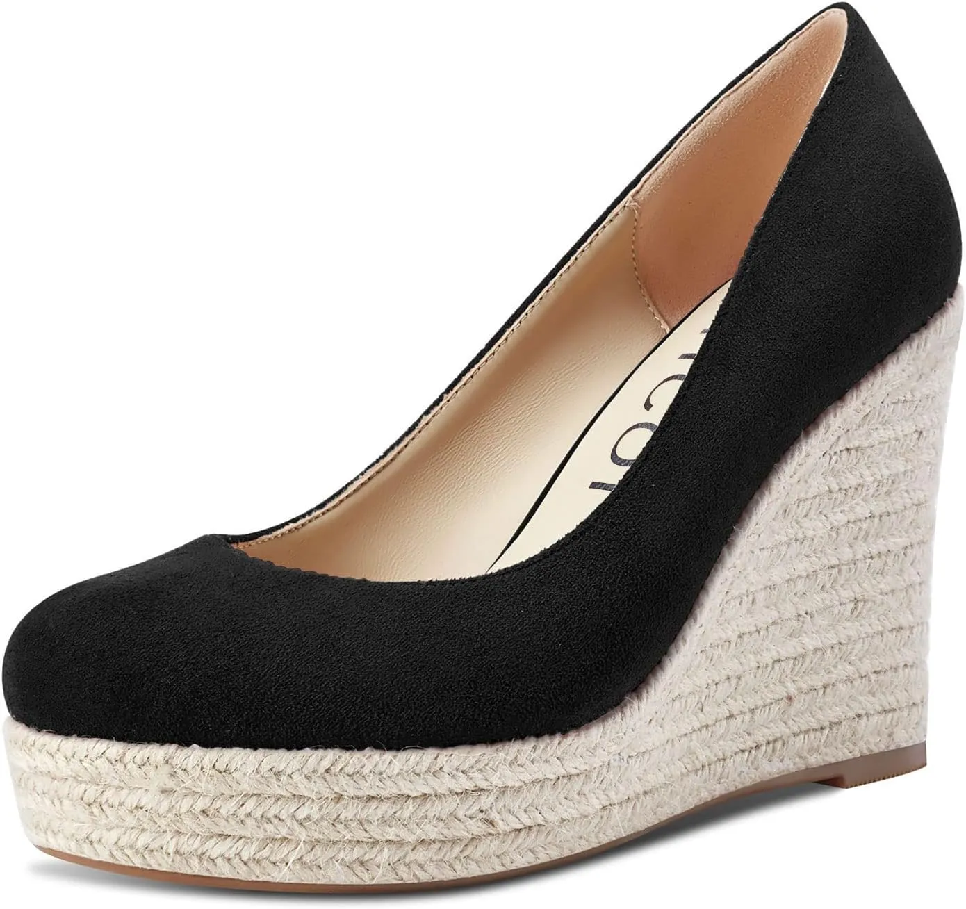 Aachcol Women Wedge Pumps Braid Platform High Heel Close Round Toe Sandals Slip-on Dress Shoes Classic Wedding Party 4 Inche
