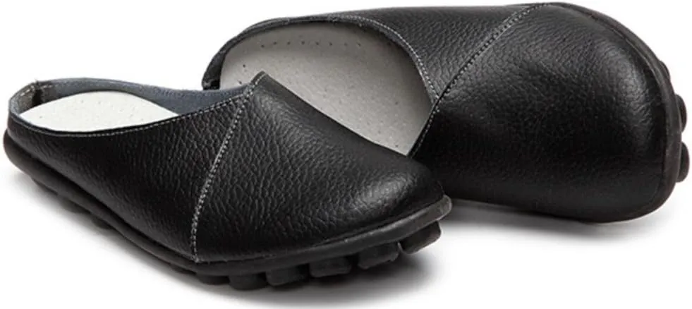 ACE SHOCK Loafer Flats Women Slip-on, Casual Leather Moccasins Slippers Sandals Back Open