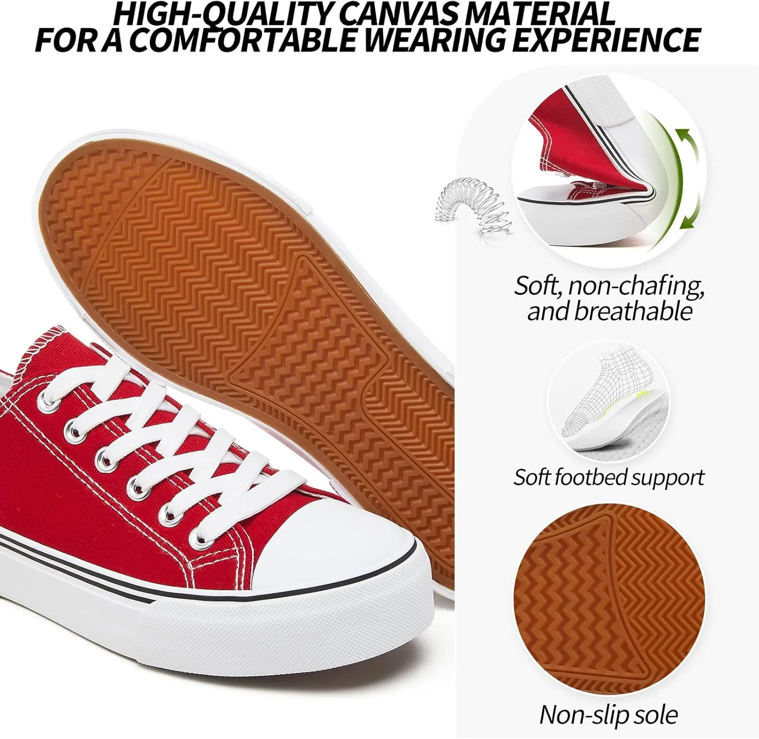 Adokoo Canvas Tennis Shoes for Women Low Top Casual White Black Sneakers for Women Lace Up Fashion Comfortable Walking Shoes