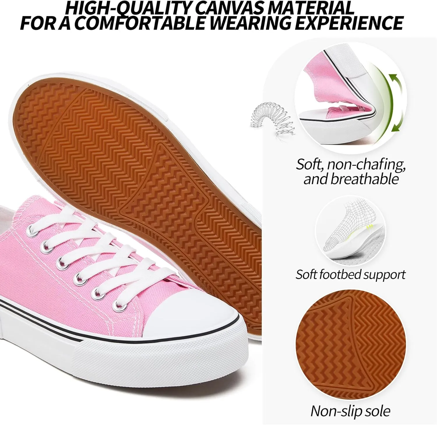 Adokoo Canvas Tennis Shoes for Women Low Top Casual White Black Sneakers for Women Lace Up Fashion Comfortable Walking Shoes