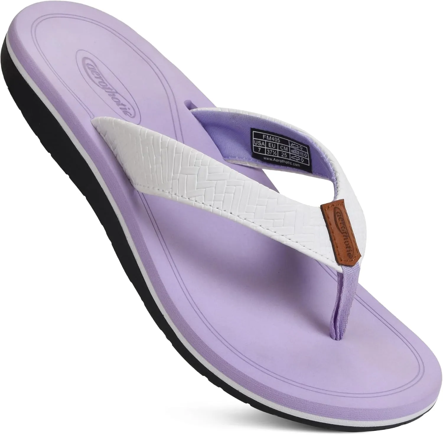 AEROTHOTIC Flip Flops Arch Support Womens – Slip On Recovery Plantar Fasciitis Relief Orthotic Slippers – Lightweight Thong Cushioning Sandals Women – Indoor Outdoor Beach Yoga Mat Footbed Footwear
