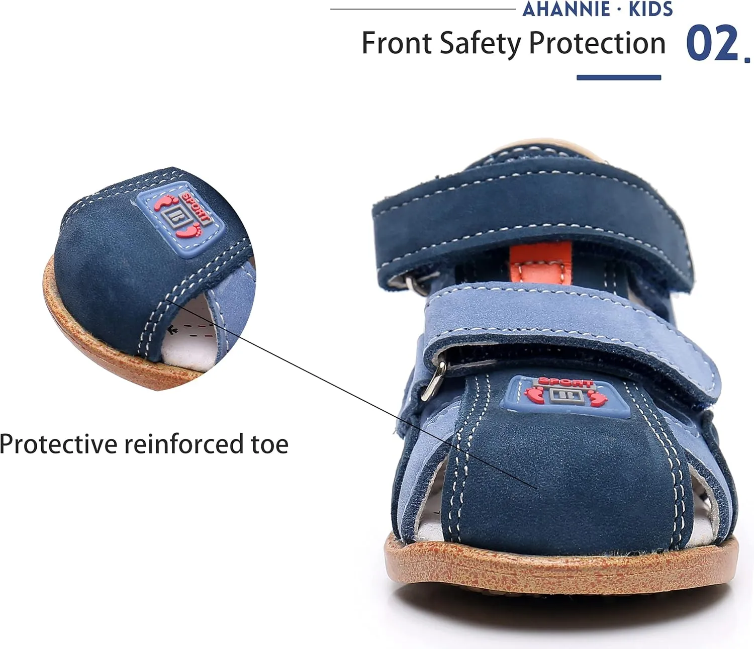Ahannie Boys Girls Sandals for Toddler & Little Kids Closed Toe Summer Shoes with Hook Loop