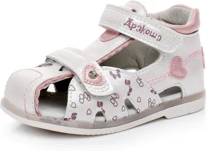 Ahannie Toddler Boys Girls Double Adjustable Strap Closed-Toe Orthopedic Sandals, Kids Summer Sandals with Arch Support
