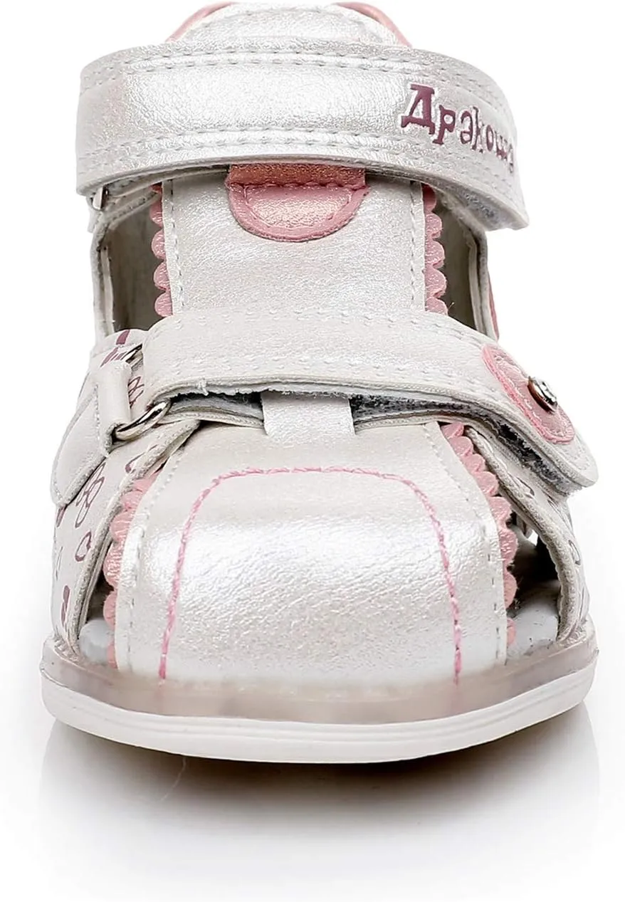 Ahannie Toddler Boys Girls Double Adjustable Strap Closed-Toe Orthopedic Sandals, Kids Summer Sandals with Arch Support