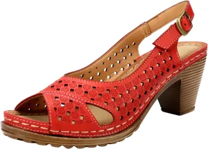 Alexis Leroy Block Heel Cut-Out Vamp Peep Toe Slingback Women's Sandals