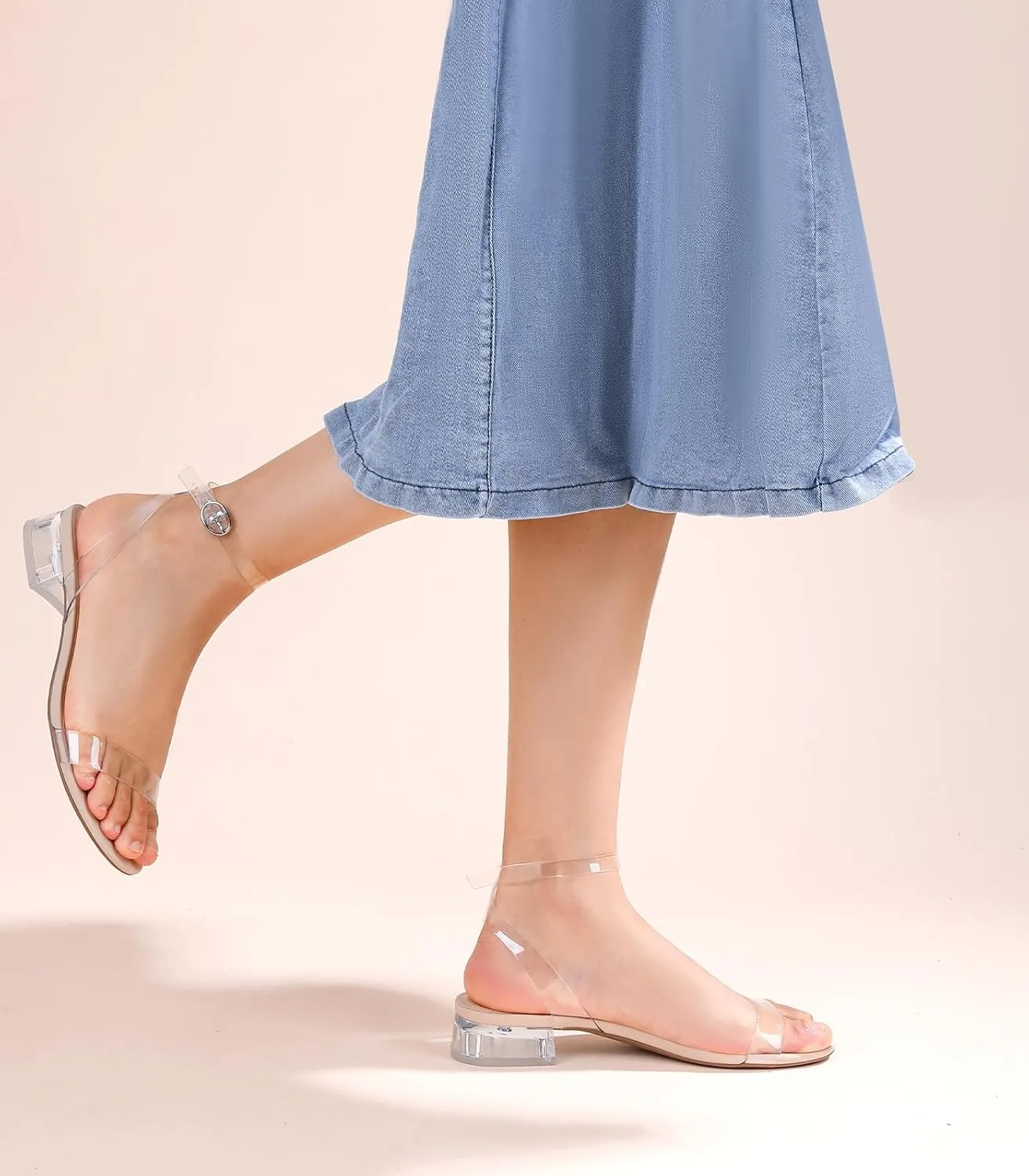 Ankis Black Nude White Red Women Sandals Comfortable Walking Strappy Open Toe Sandals for Women Dressy Summer 1 Inch Low block Heel Flat Adjustable Ankle Strap Wide Available Shoes 2024