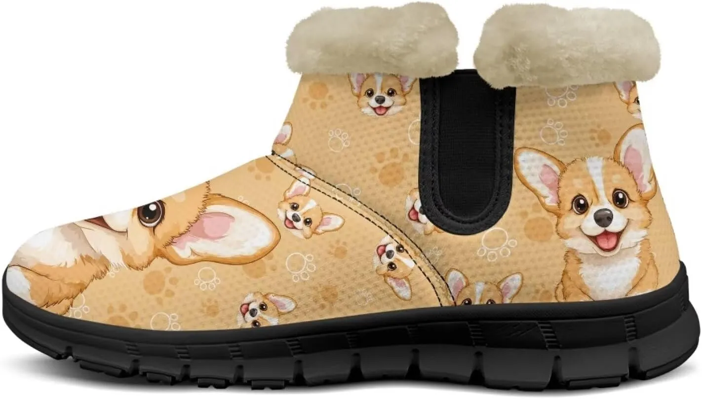 Ankle Boots for Women Waterproof Anti-Slip Warm Fur Lined Winter Fuzzy Boot Outdoor Comfortable Insulated Slip On Booties Shoes for Hiking Walking