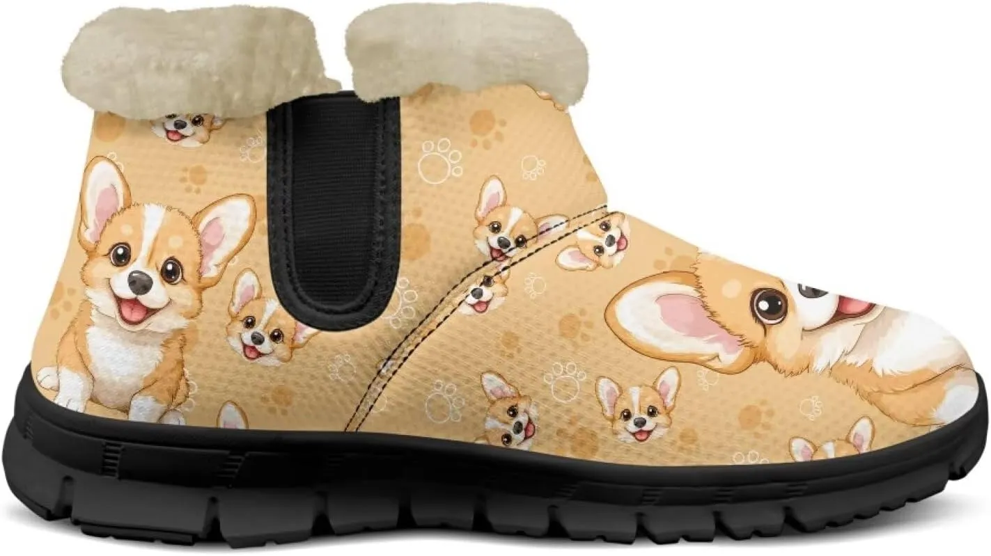 Ankle Boots for Women Waterproof Anti-Slip Warm Fur Lined Winter Fuzzy Boot Outdoor Comfortable Insulated Slip On Booties Shoes for Hiking Walking