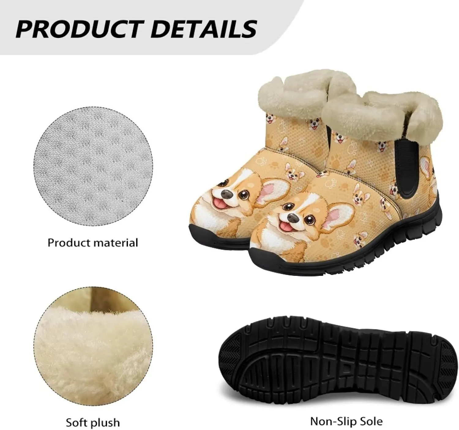 Ankle Boots for Women Waterproof Anti-Slip Warm Fur Lined Winter Fuzzy Boot Outdoor Comfortable Insulated Slip On Booties Shoes for Hiking Walking