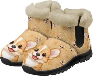 Ankle Boots for Women Waterproof Anti-Slip Warm Fur Lined Winter Fuzzy Boot Outdoor Comfortable Insulated Slip On Booties Shoes for Hiking Walking