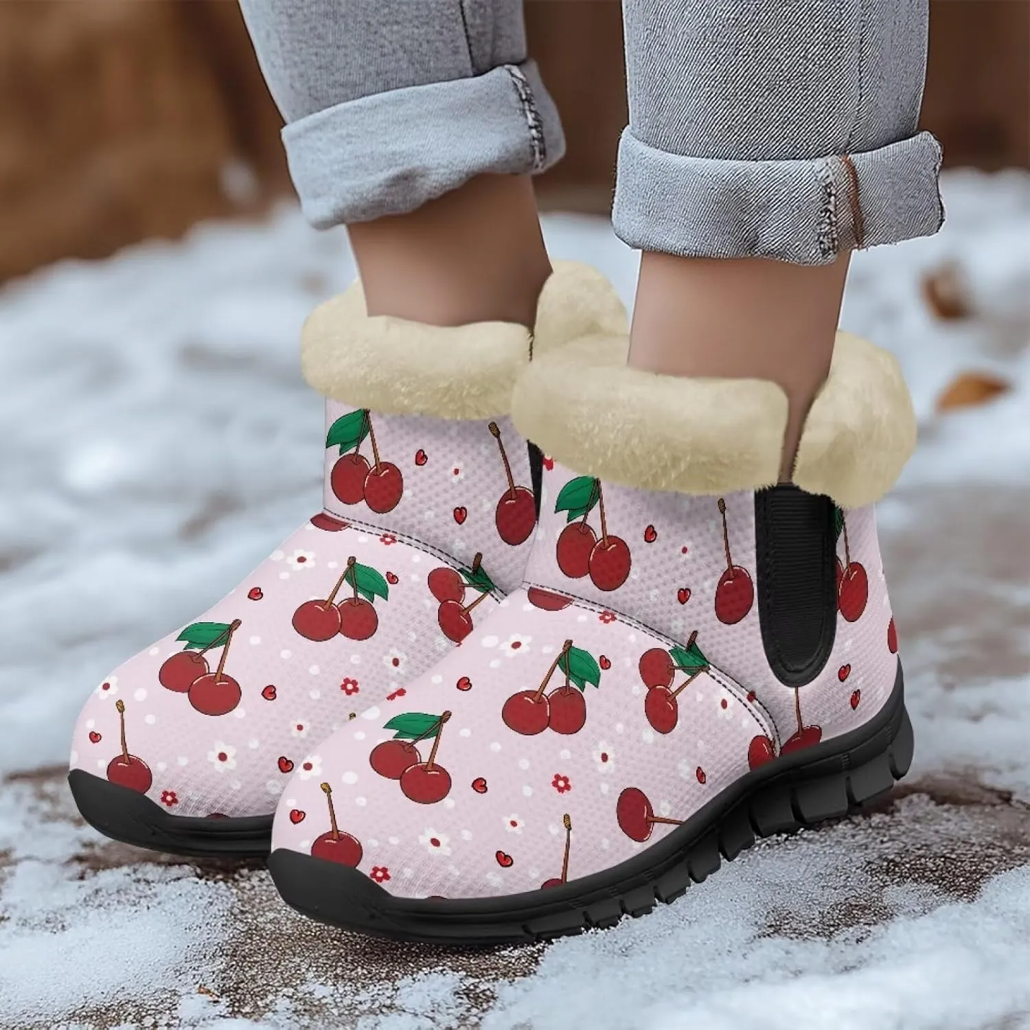 Ankle Boots for Women Waterproof Anti-Slip Winter Warm Fur Lined Snow Boot Outdoor Insulated Slip On Booties Shoes for Hiking Work