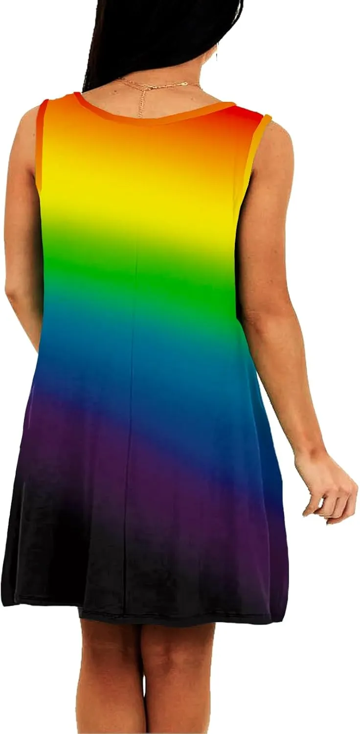 AOBUTE Womens Juneteenth Dress Sleeveless V-Neck LGBT Sundress with Pockets
