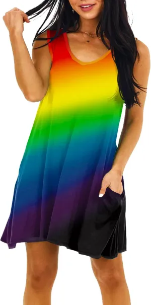 AOBUTE Womens Juneteenth Dress Sleeveless V-Neck LGBT Sundress with Pockets