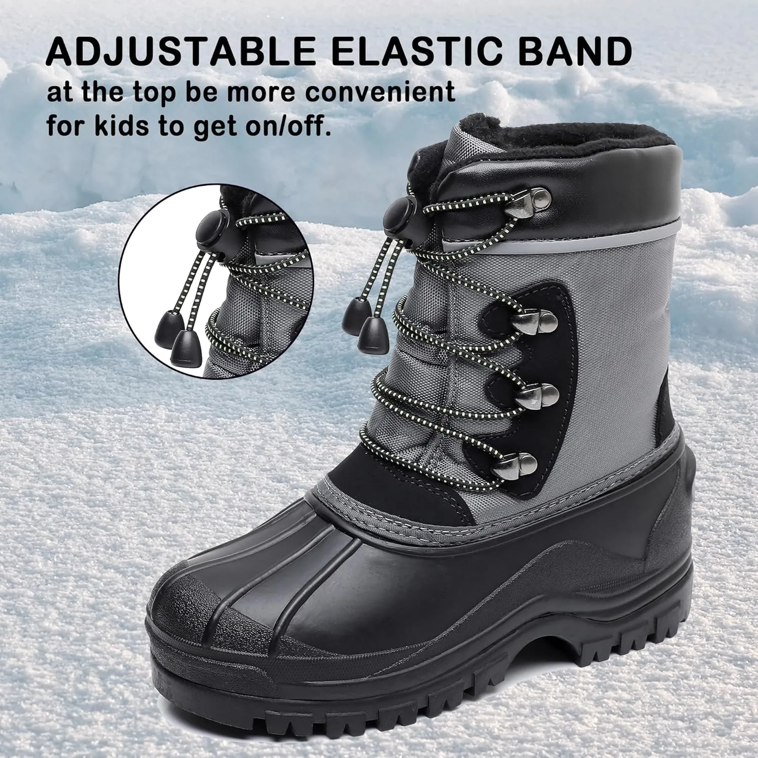 Apakowa Kids Boys Girls Winter Snow Boots Waterproof Outdoor Insulated Snow Boots (Little Kid/Big Kid)