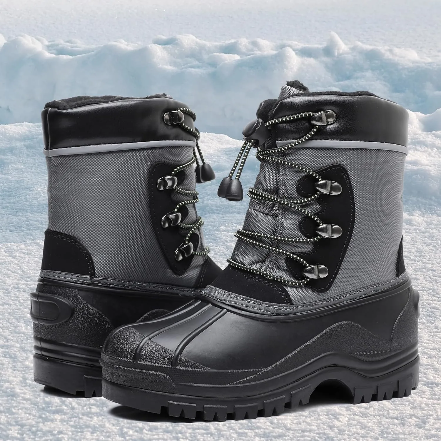 Apakowa Kids Boys Girls Winter Snow Boots Waterproof Outdoor Insulated Snow Boots (Little Kid/Big Kid)