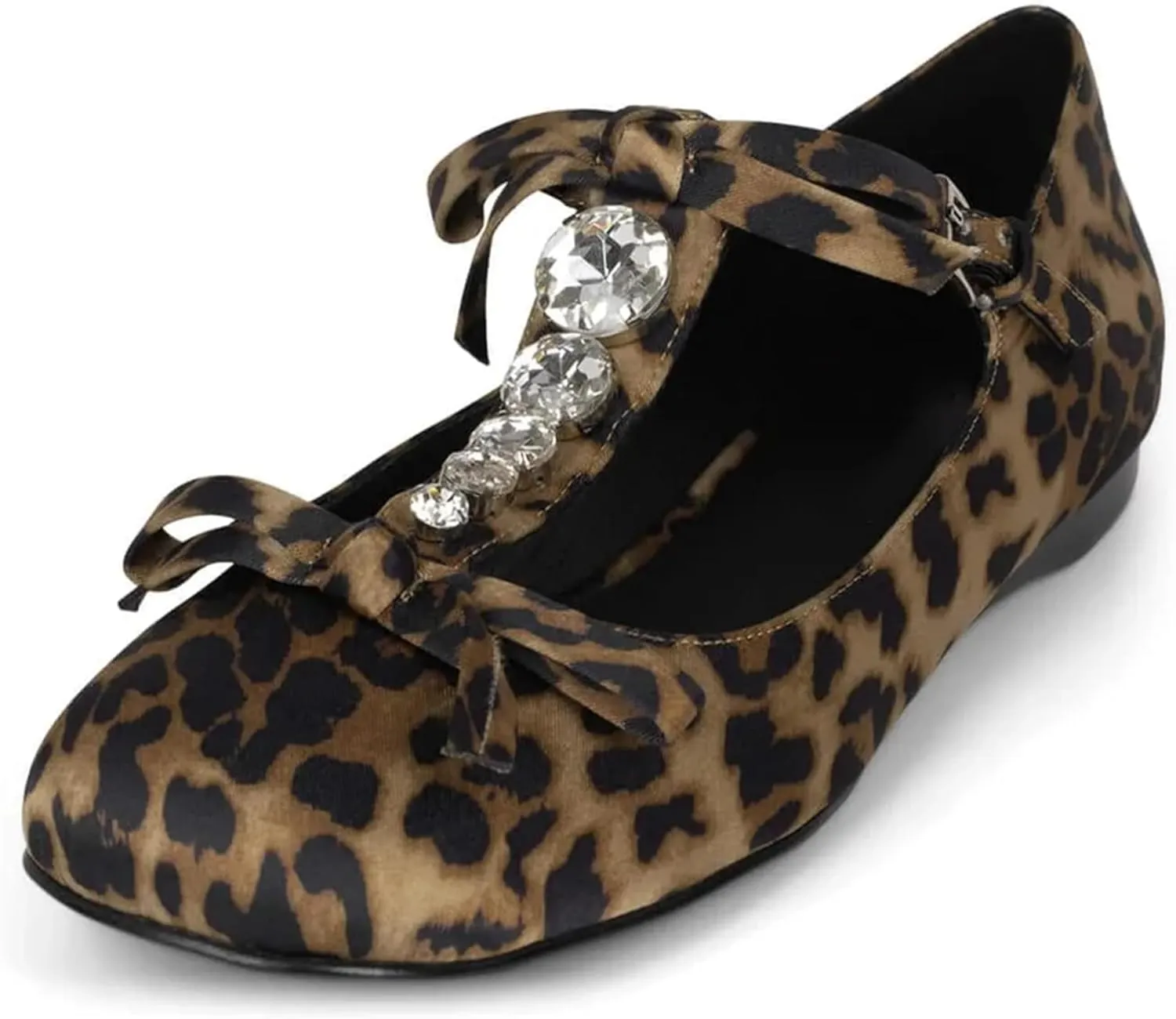 Arqa Women's T-Strap Ballet Flat with Pearl and Bow Detail Ballet Slipper Dressy Comfortable Work Office Low Heel Flats Wedding Ballerina Slip On Vintage Mary Jane Flats Shoes