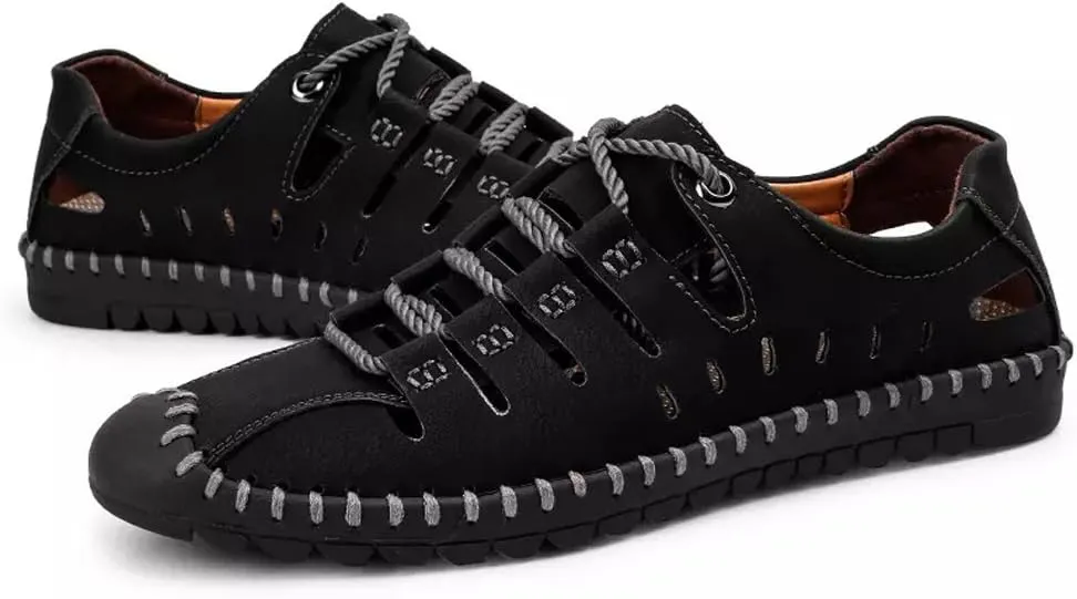 Asifn Men's Sport Sandals Outdoor Leather Fisherman Breathable Summer Casual Shoes Walking Beach Travel