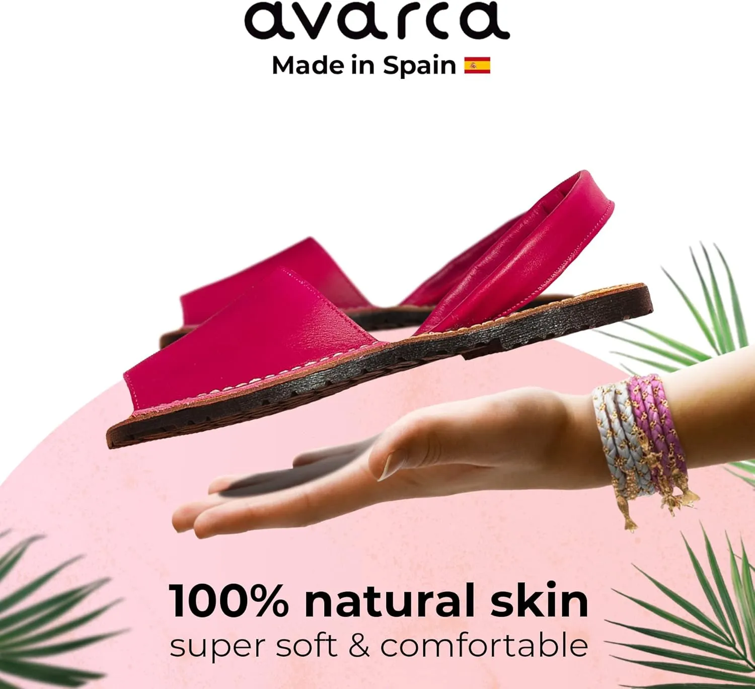 Avarca Leather Flat Sandals for Women - Made in Spain - Peep Toe Womens Sandals, Perfect Beach Essentials - Comfortable Spanish Women's Shoes for Every Occasion, Handmade Slingback Shoes