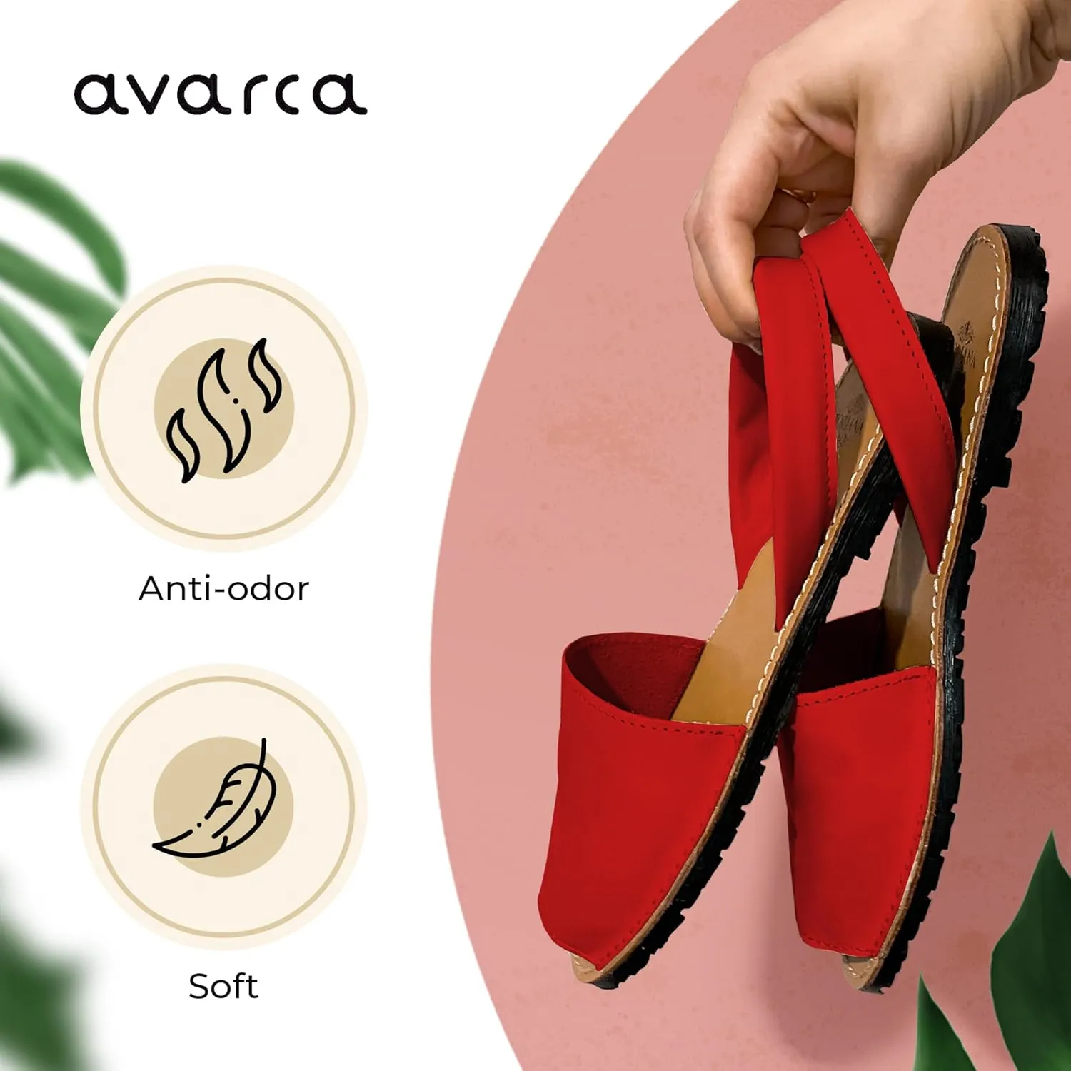 Avarca Leather Flat Sandals for Women - Made in Spain - Peep Toe Womens Sandals, Perfect Beach Essentials - Comfortable Spanish Women's Shoes for Every Occasion, Handmade Slingback Shoes
