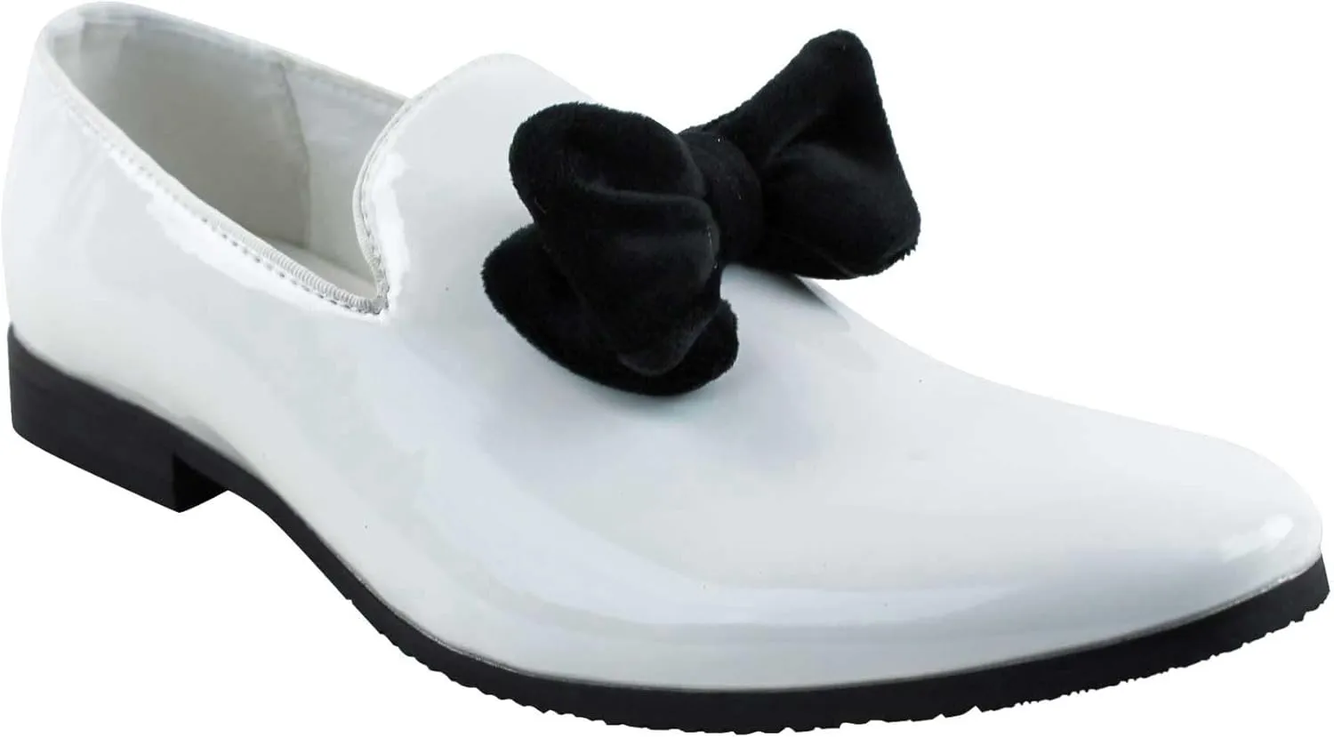 AZAR Tuxedo Slip Men's Dress Shoes Velvet Satin Bow On Top