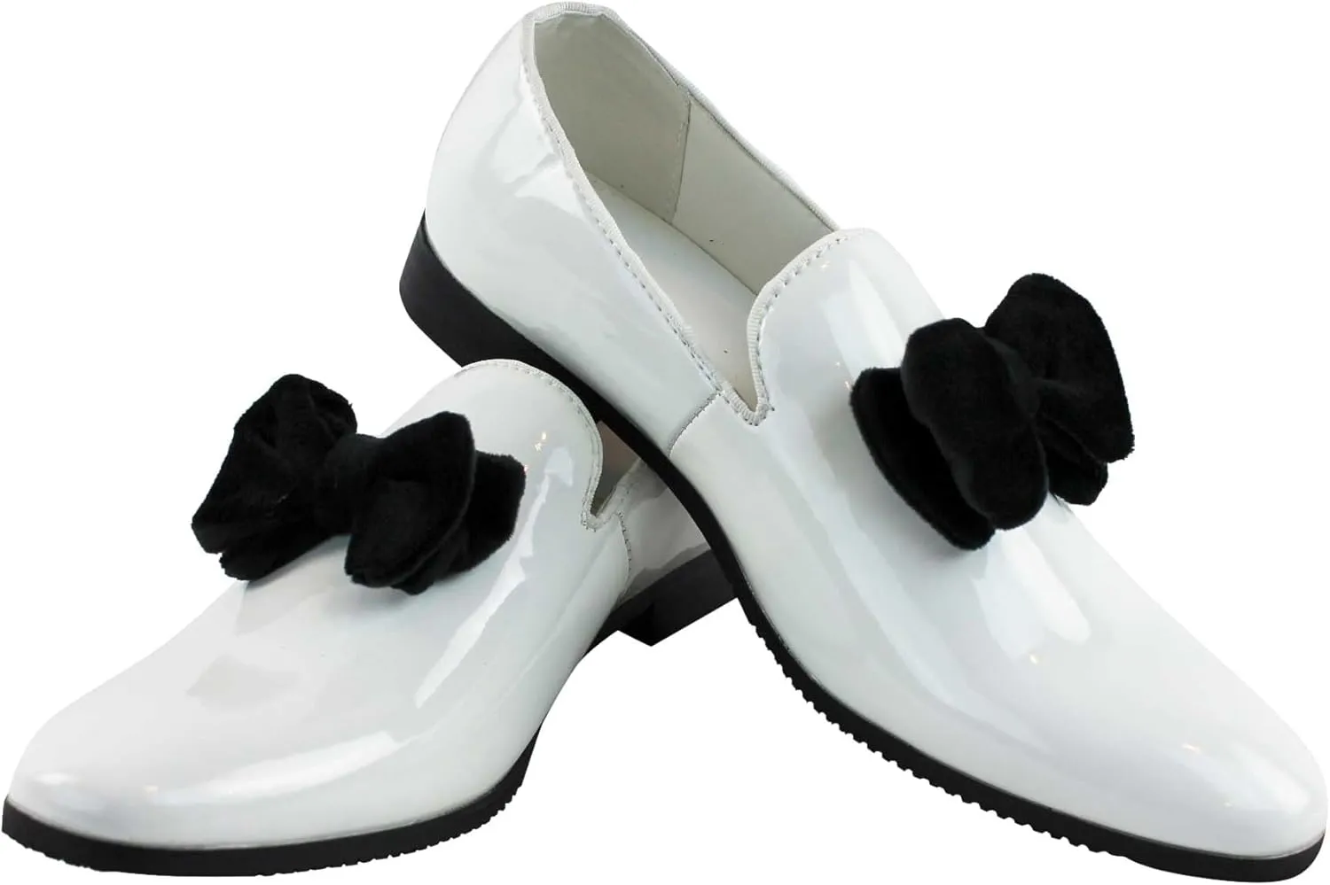 AZAR Tuxedo Slip Men's Dress Shoes Velvet Satin Bow On Top