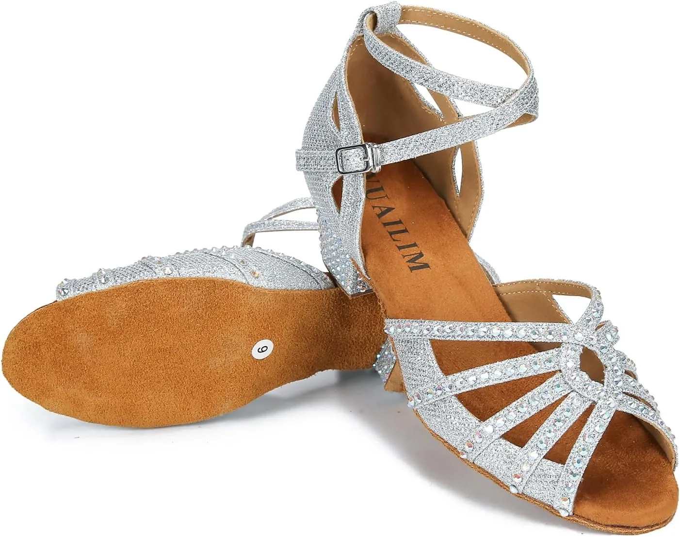 Ballroom Rhinestone Dance Shoes Women Latin Salsa Bachata Social Dancing Sandals L6889