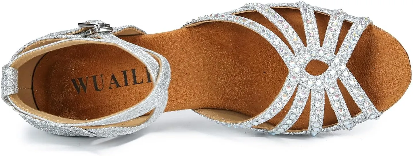 Ballroom Rhinestone Dance Shoes Women Latin Salsa Bachata Social Dancing Sandals L6889