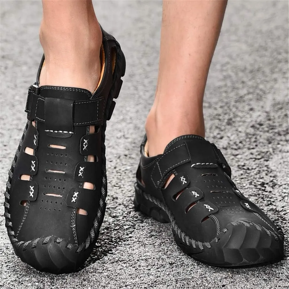 BIFINI Men's Handmade Leather Dress Sandals Adjustable Summer Walking Shoes