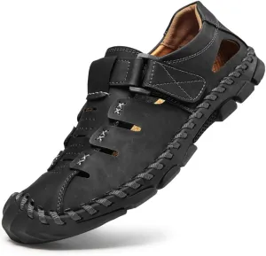 BIFINI Men's Handmade Leather Dress Sandals Adjustable Summer Walking Shoes