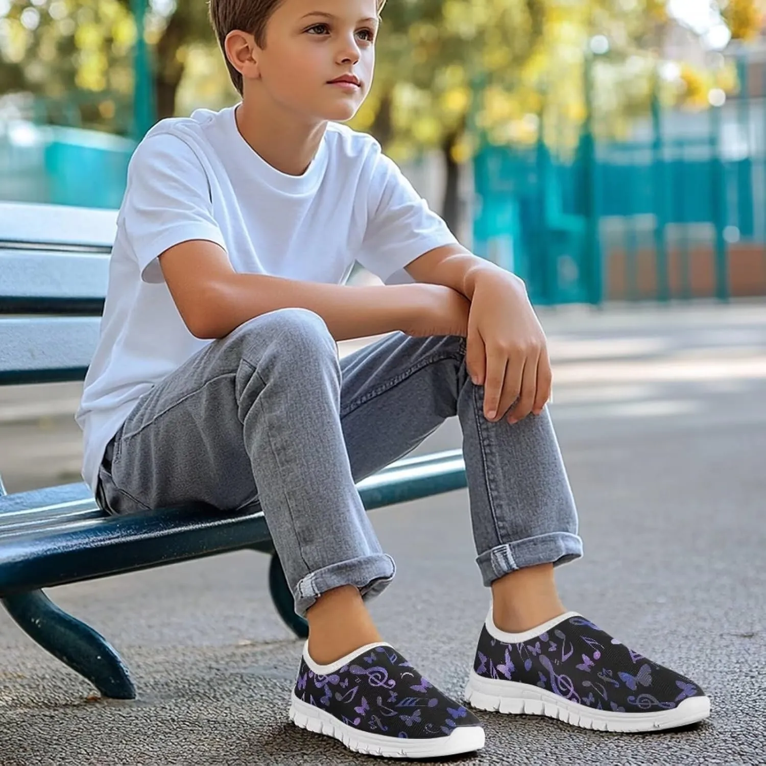 Boys Tennis Shoes Cute Slip On Sneakers for Little Kids Running Shoes