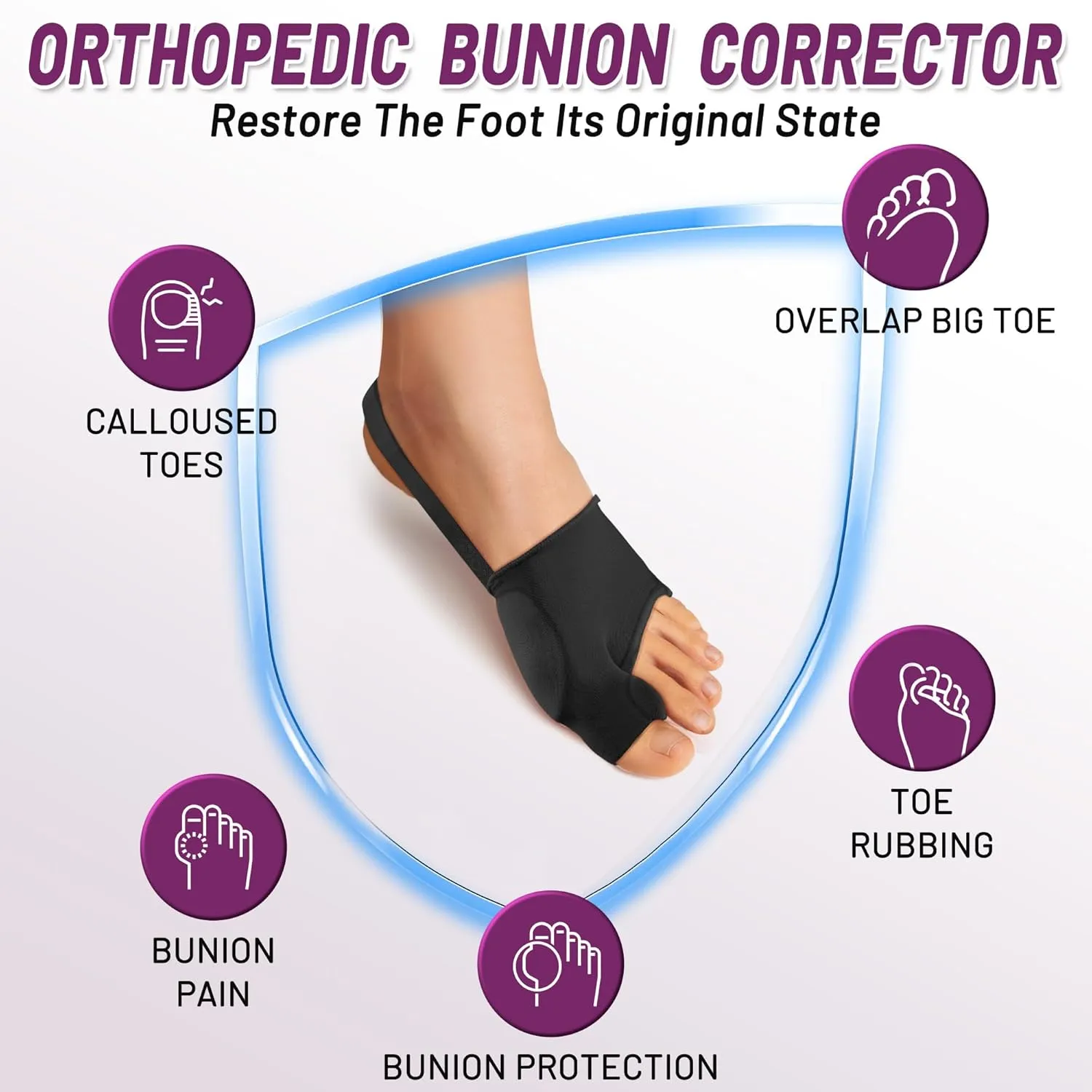 Bunion Corrector Sleeve, Breathable Bunion Big Toe Alignment Splint with Anti-Slip Heel Grip,4 Sizes,Extra Thick Gel Pads & Adjustable Straps for Hallux Valgus Comfort.