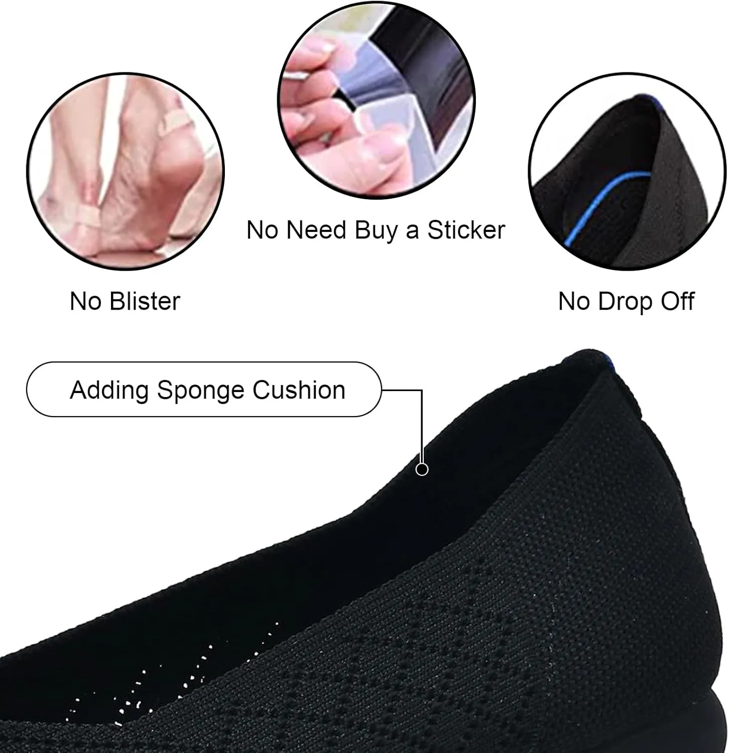Buyrew Women's Flats Pointed Toe Ballet Shoes Knit Dress Shoes Low Wedge Slip On Arch Support Walking Office Business Flats