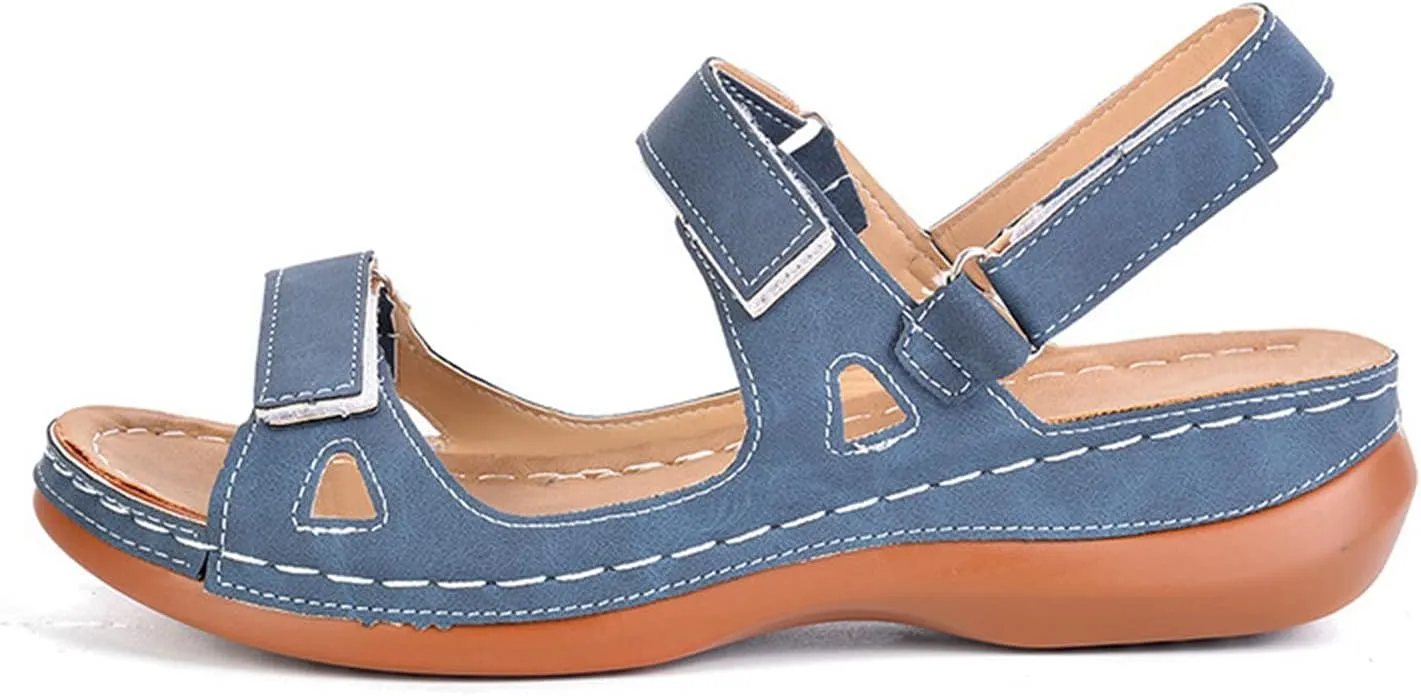 Casual Women's Platform Sandals with Adjustable Buckle Straps Stylish Open Toe Flats for Summer Resort Wear