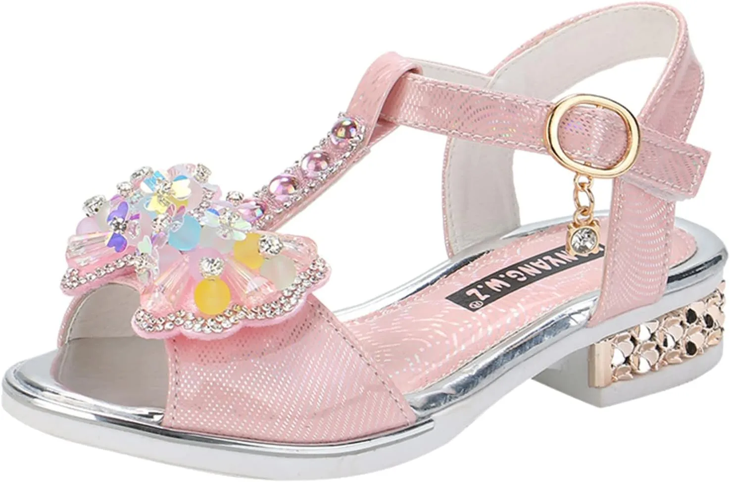 Children Shoes Diamond Butterfly Sandals Summer Fashion Thick Soles Open Toe Student Dance Princess Shoes