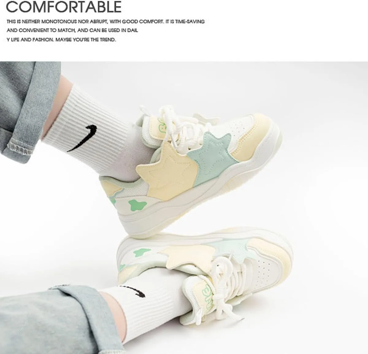 Chunky Platform Sneakers for Women Low-top Star Skate Walking Shoes Patchwork Cow Print Casual Students Back to School