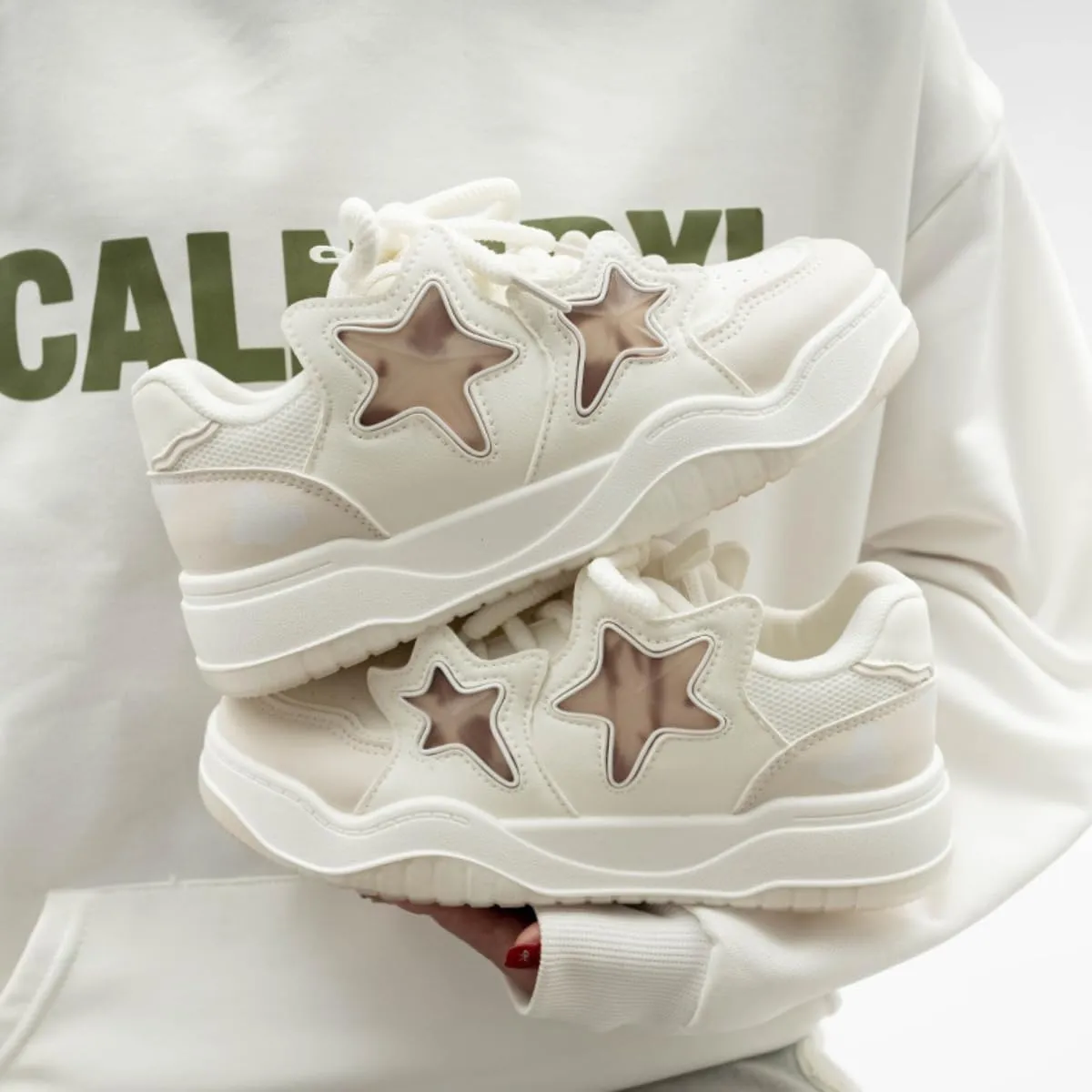 Chunky Platform Sneakers for Women Low-top Star Skate Walking Shoes Patchwork Cow Print Casual Students Back to School