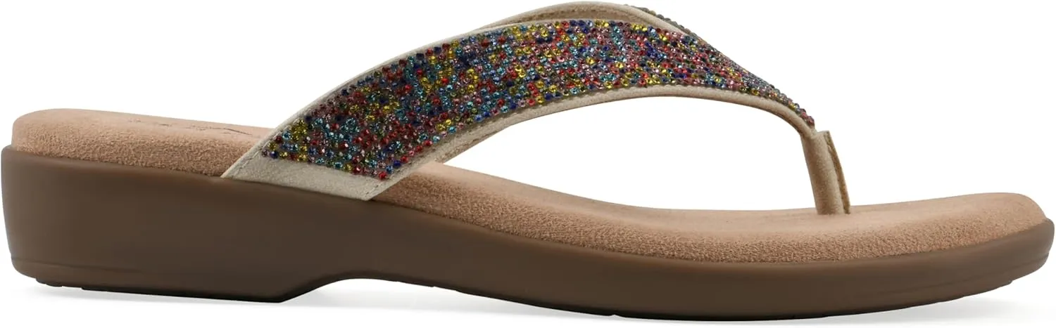 CLIFFS BY WHITE MOUNTAIN Women's Becharm Rhinestoned Thong Sandal