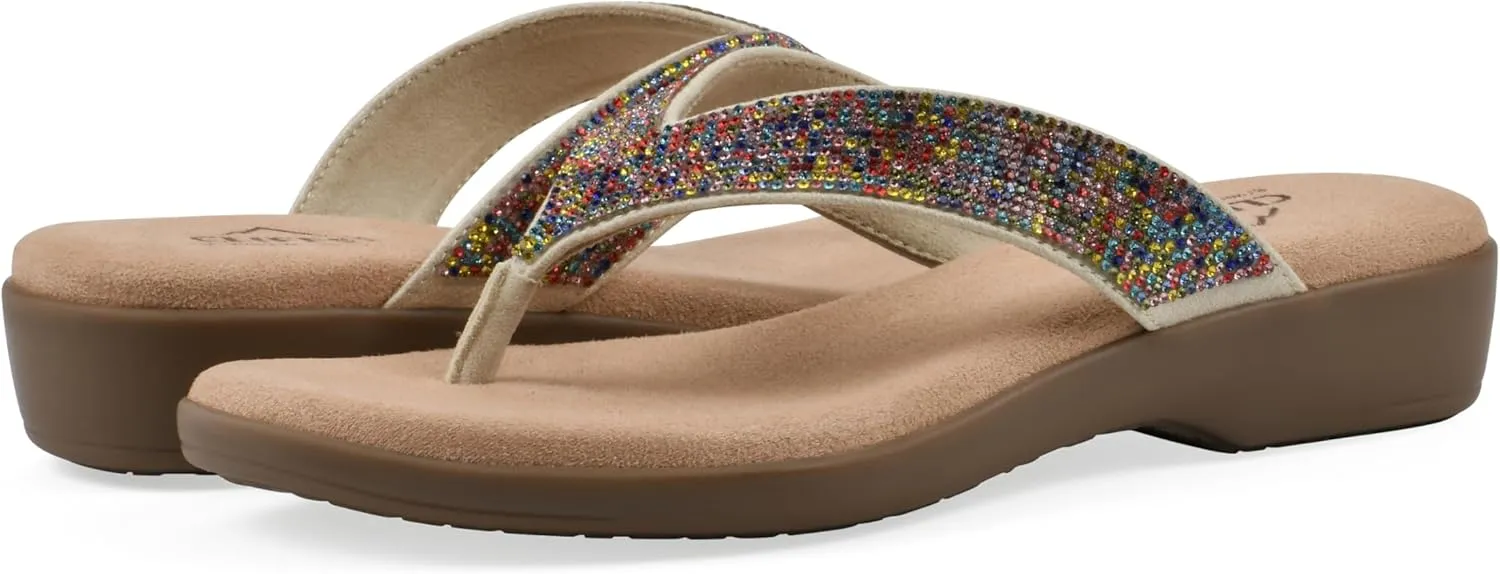 CLIFFS BY WHITE MOUNTAIN Women's Becharm Rhinestoned Thong Sandal