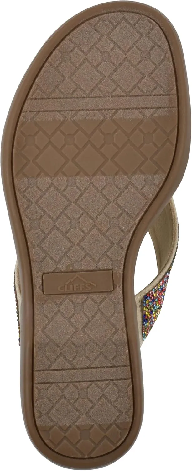 CLIFFS BY WHITE MOUNTAIN Women's Becharm Rhinestoned Thong Sandal