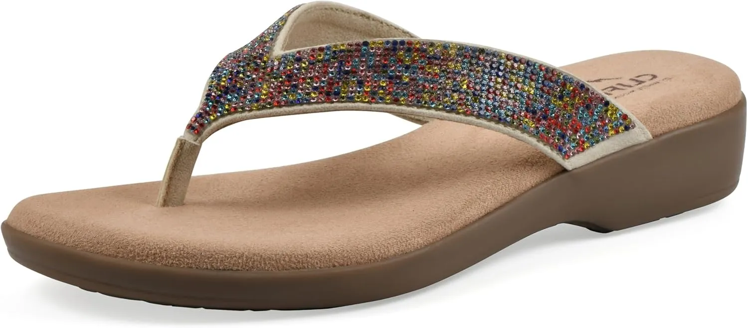 CLIFFS BY WHITE MOUNTAIN Women's Becharm Rhinestoned Thong Sandal