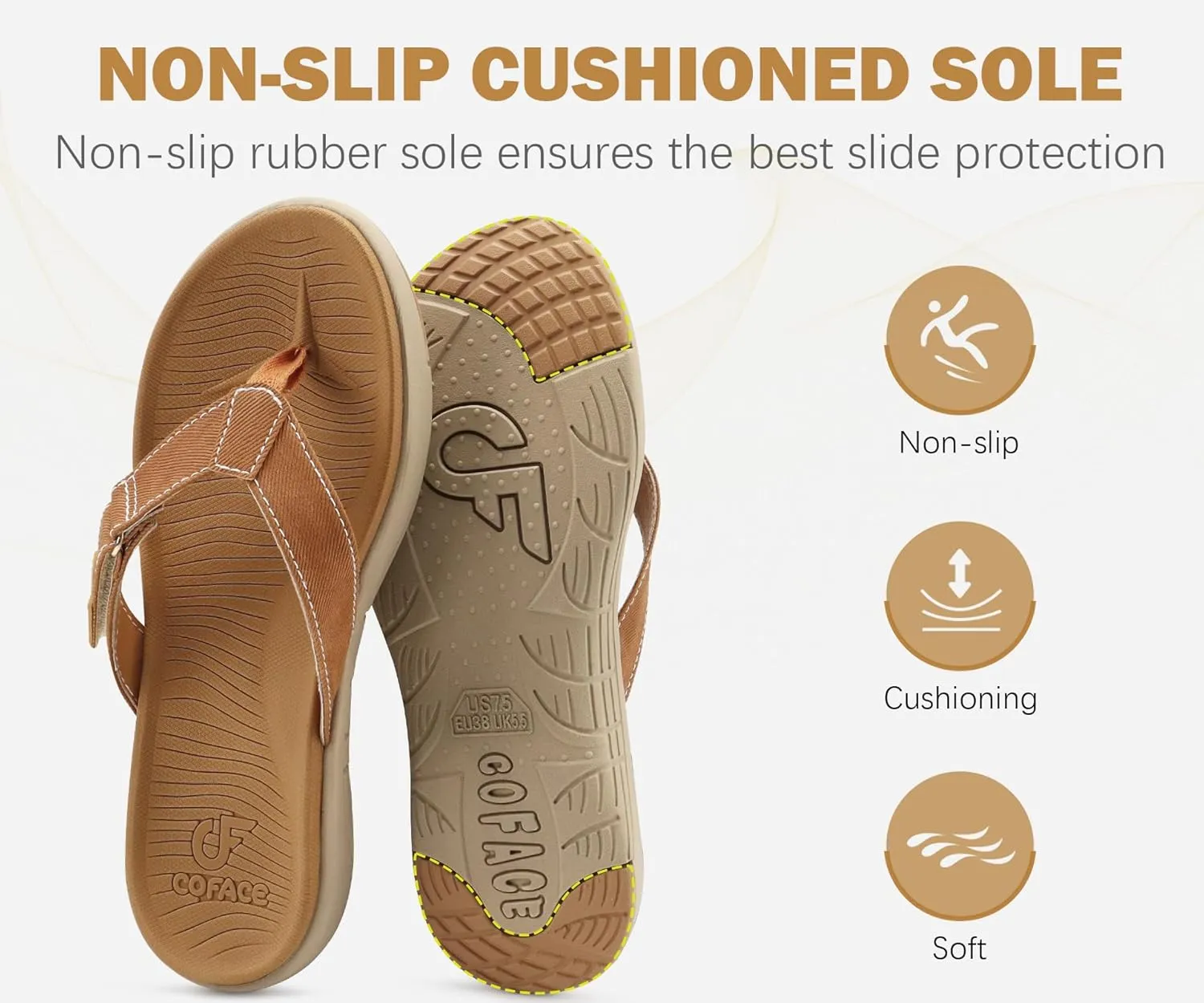 COFACE Flip Flops for Women with Arch Support Beach Thong Sandals for Woman Adjustable Fashion Orthopedic Sandal Outdoor