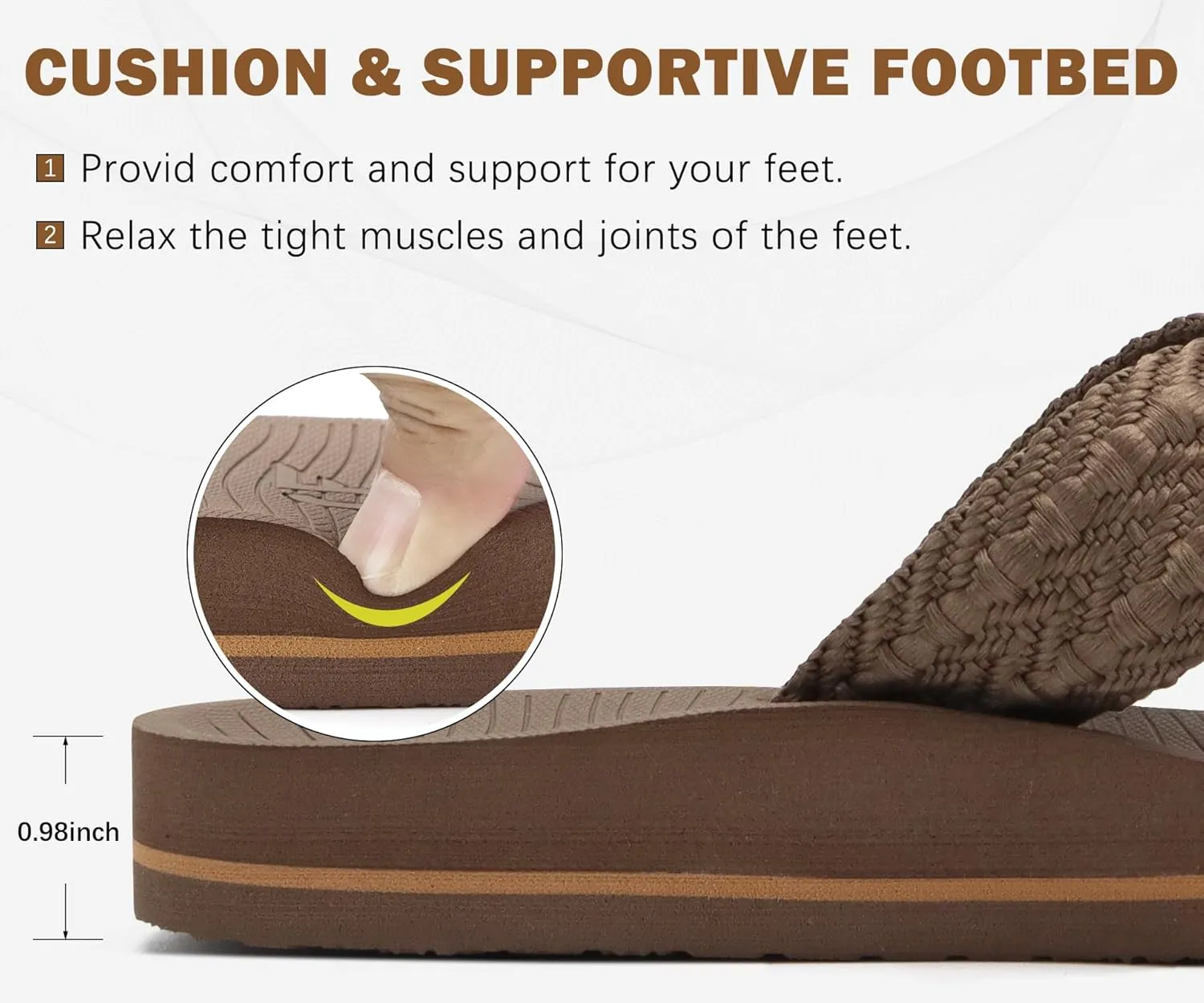 COFACE Womens Orthopedic Sandals Comfortable Orthotic Soft Cushion Recovery Plantar Fasciitis Walking Slip On Ladies Cloud Cross Slides for Woman Size 5-11
