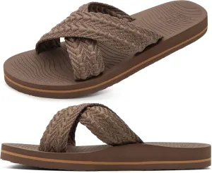 COFACE Womens Orthopedic Sandals Comfortable Orthotic Soft Cushion Recovery Plantar Fasciitis Walking Slip On Ladies Cloud Cross Slides for Woman Size 5-11