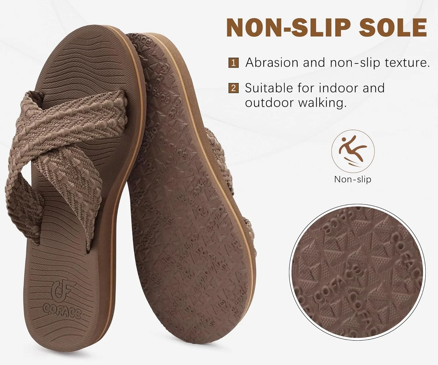COFACE Womens Orthopedic Sandals Comfortable Orthotic Soft Cushion Recovery Plantar Fasciitis Walking Slip On Ladies Cloud Cross Slides for Woman Size 5-11
