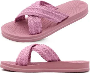 COFACE Womens Orthopedic Sandals Comfortable Orthotic Soft Cushion Recovery Plantar Fasciitis Walking Slip On Ladies Cloud Cross Slides for Woman Size 5-11