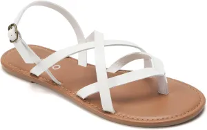 Colgo Women's Summer Strappy Flat Sandals, Adjustable Casual Fisherman Sandal with Open Toe Slingback Gladiator Sandals