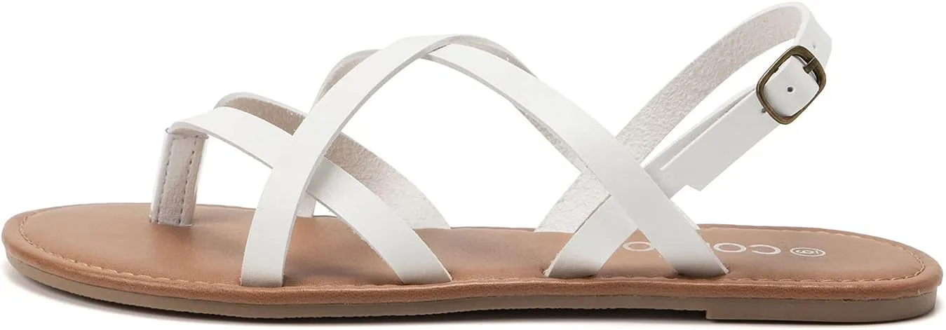 Colgo Women's Summer Strappy Flat Sandals, Adjustable Casual Fisherman Sandal with Open Toe Slingback Gladiator Sandals