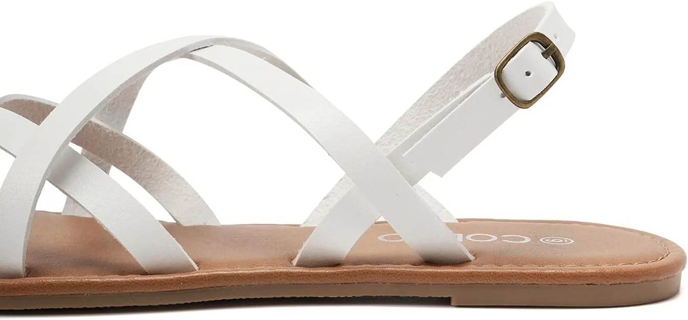 Colgo Women's Summer Strappy Flat Sandals, Adjustable Casual Fisherman Sandal with Open Toe Slingback Gladiator Sandals