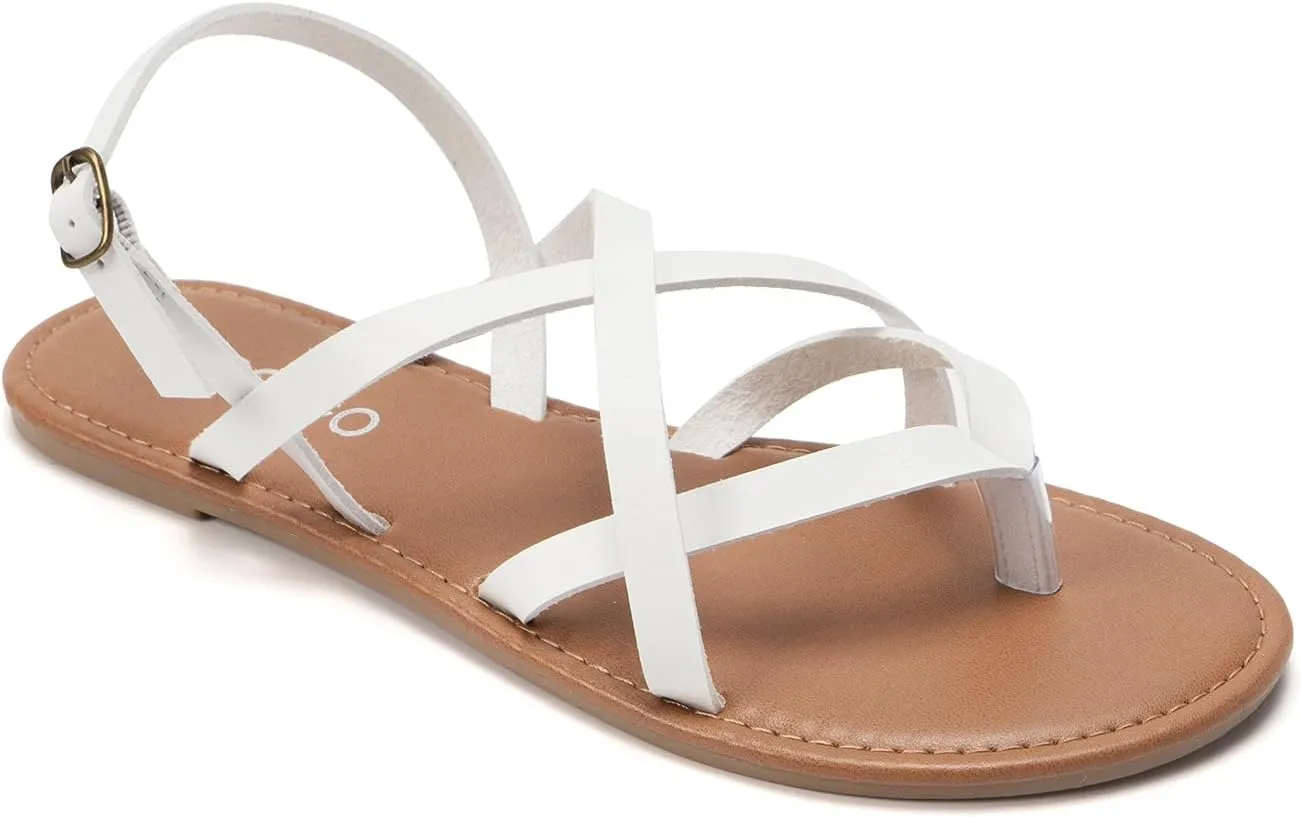 Colgo Women's Summer Strappy Flat Sandals, Adjustable Casual Fisherman Sandal with Open Toe Slingback Gladiator Sandals